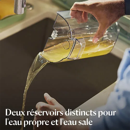 Réservoirs séparés de la shampouineuse BISSELL SpotClean C5 pour l’eau propre et l’eau sale