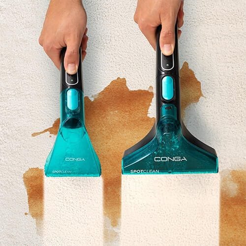 deux buses d’aspiration Cecotec Conga SpotClean nettoyant efficacement des taches sur tapis