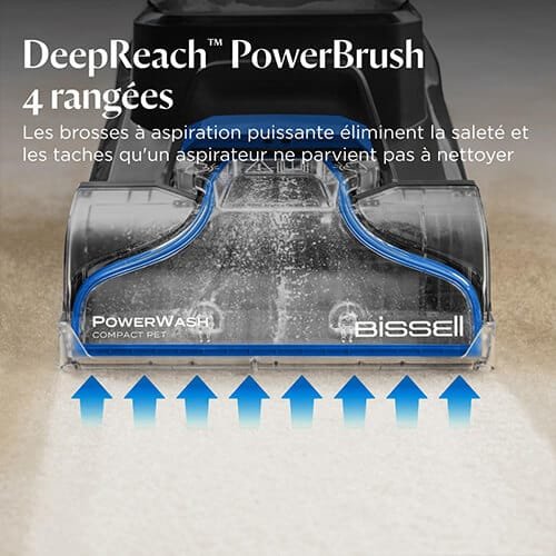 Brosse DeepReach PowerBrush 4 rangées de la shampouineuse BISSELL PowerWash Compact Pet pour un nettoyage en profondeur