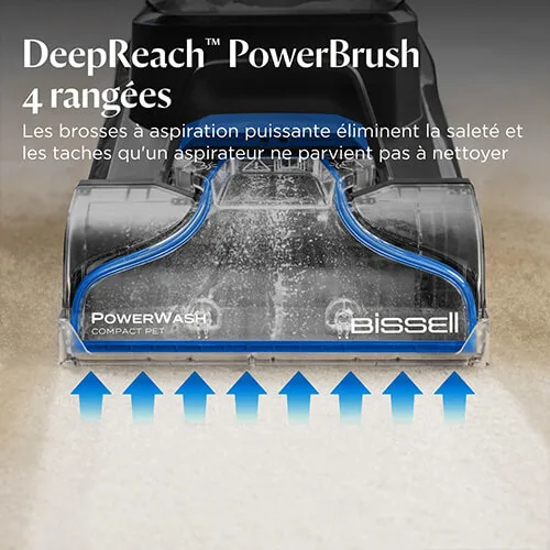 Brosse DeepReach PowerBrush 4 rangées de la shampouineuse BISSELL PowerWash Compact Pet pour un nettoyage en profondeur