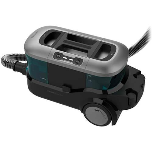 vue du dessus de la shampouineuse Cecotec Conga 10000 CarpetClean EasyHome avec commandes et réservoirs visibles