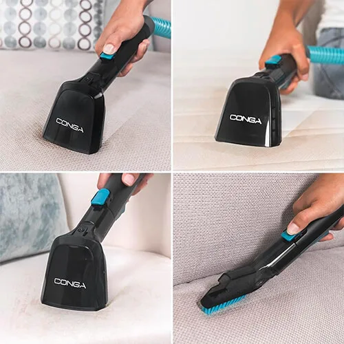 accessoires de la shampouineuse Cecotec Conga 4000 Carpet&Spot Clean XL Advance nettoyant différents tissus de canapé