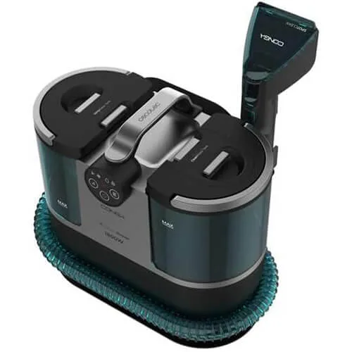 vue du dessus de la shampouineuse Cecotec Conga 7000 Carpet&Spot Clean Steam XXL avec poignée centrale et double réservoir