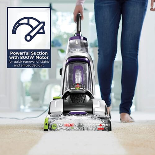 shampouineuse Bissell ProHeat 2X Revolution Pet Pro avec moteur 800W pour une aspiration puissante sur tapis