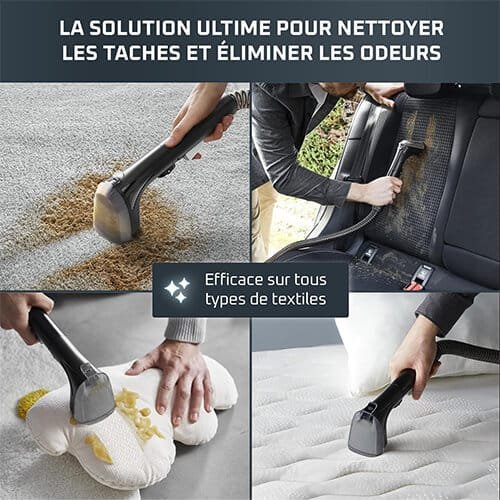 Shampouineuse Rowenta Clean It nettoyant des taches sur tapis, siège auto, peluche et matelas