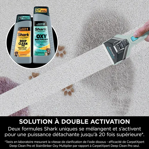 Shampouineuse Shark PX200EUCP avec solution à double activation pour un détachage puissant sur tapis clair