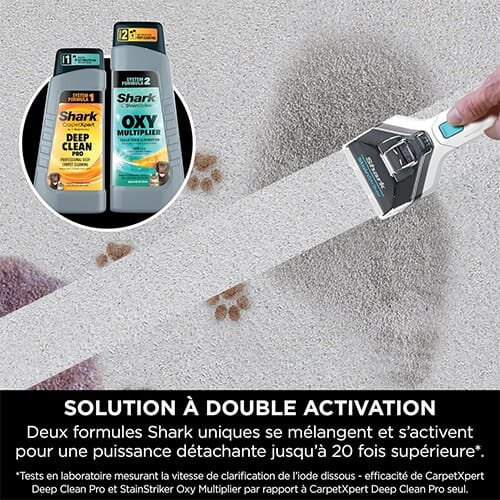 Shampouineuse Shark PX200EUT avec solution détachante à double activation pour un nettoyage puissant des taches sur tapis