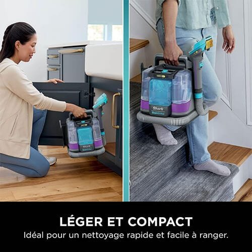 Shampouineuse Shark PX250EUT légère et compacte, facile à transporter et à ranger dans la maison