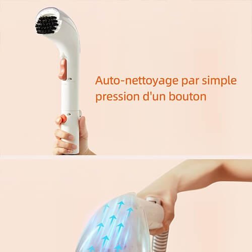 Fonction d’auto-nettoyage de la shampouineuse Uwant B100E activée par simple pression d’un bouton
