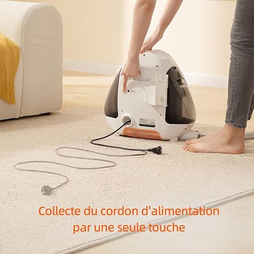 Shampouineuse Uwant B100E avec système de rétraction automatique du câble d’alimentation par simple pression d’un bouton