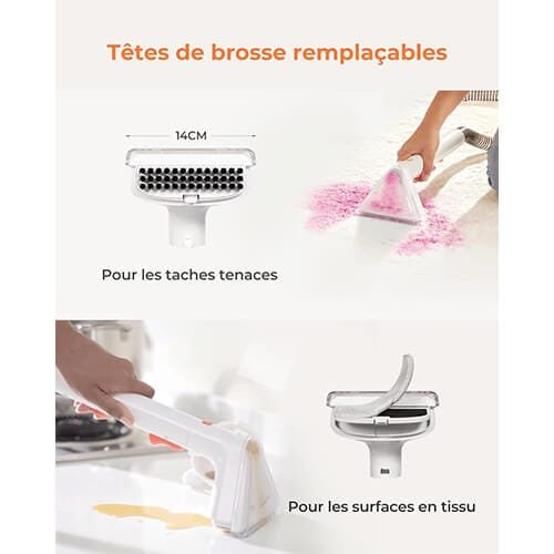 Têtes de brosse remplaçables de la shampouineuse Uwant B200 SE pour taches tenaces et surfaces en tissu