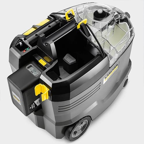 Réservoir et batterie de la shampouineuse Kärcher Puzzi 9/1 Bp Adv pour un nettoyage autonome