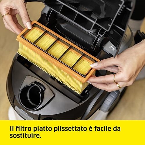 Filtre plissé de la shampouineuse Kärcher SE 5 facilement remplaçable pour un entretien simplifié